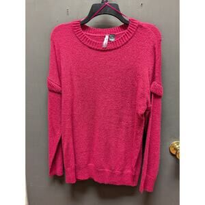 Love by Design Size Large  Cranberry Knit Sweater drop shoulder detail crew neck